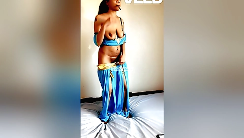 Indian brunette in lingerie takes a big black cock into her
