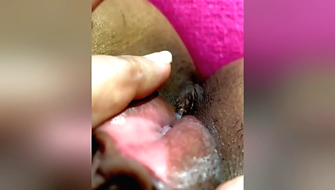Indian chick finger deep with her own hands at home