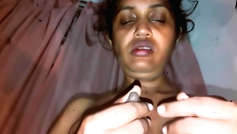 Indian brunette 18+ girl sucks her friend's big dick on bed