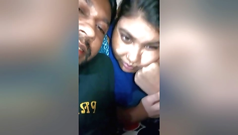 Indian brunette plays with husband's cock in her bedroom