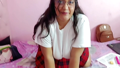 Indian brunette gives a blowjob and fucked in the ass