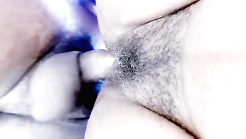 Indian hairy babe with a cute face sucks and fucks