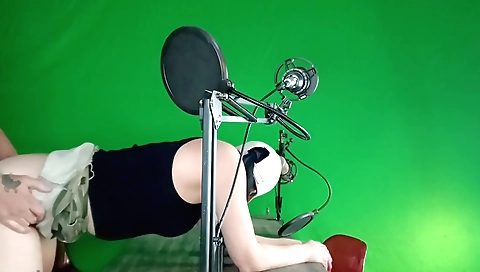 Indian girl riding her bike in a green screen porn video
