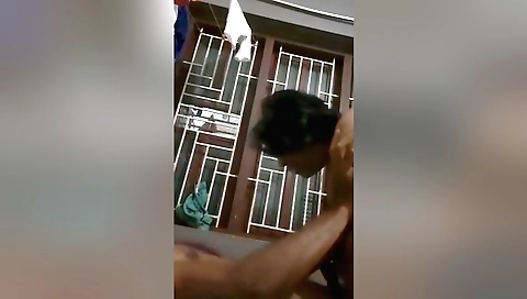Amateur brunette gives a hot handjob and gets her asshole