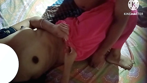 Indian housewife and her stepdad have sex in the kitchen