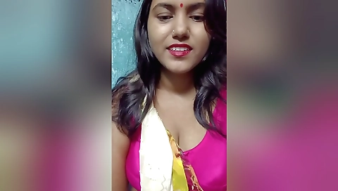 Indian amateur brunette girl in school uniform in bathroom