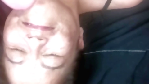 Indian mature face with huge cock in mouth and face