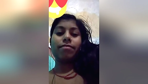 Busty brunette amateur showing her pussy on webcam