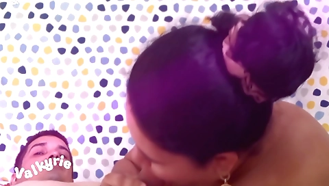 Indian milf gets a deepthroated blowjob from her best friend