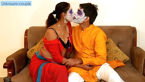 Indian mature shows her big tits with the big cock