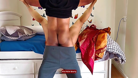 Indian stepmother fucks her stepbrother in the kitchen