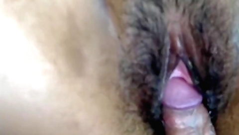 Amateur brunette girlfriend shows hairy pussy to me
