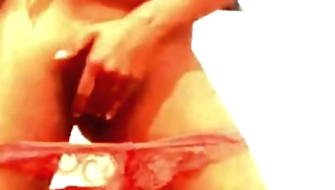 Indian girl in a red bikini solo dance in webcam clip