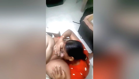 Indian pornstar giving a deepthroat blowjob in front of webcam