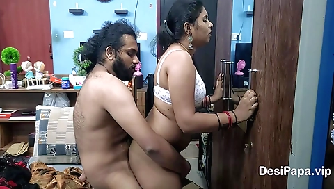 Indian amateur brunette with a big booty gets fucked