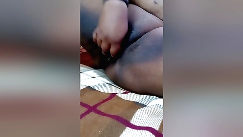 Indian wife gets a small cucumber dildo in her pussy