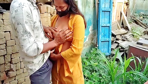 Stepsister gets some vegetables and has outdoor sex
