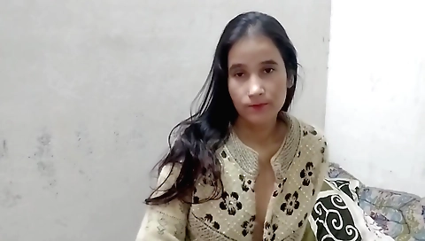Indian girl in her black dress is making love with condom