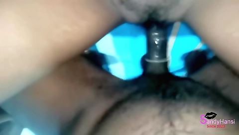 Hairy girl riding her boyfriend's dick in porn video