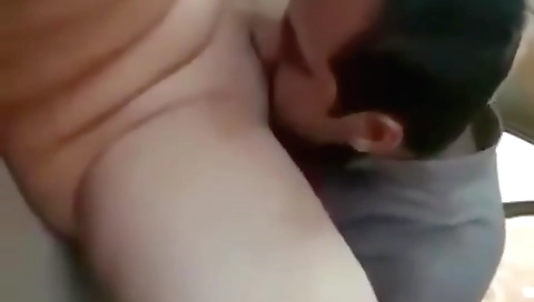 Sexy brunette fuck his hard cock on the road in cam