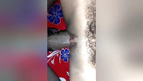 Indian babe takes her favorite toy and rubs it on her hairy body