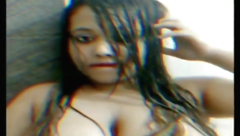 Sweet amateur brunette with huge boobs fucks in solo