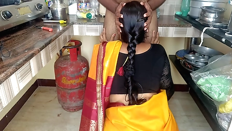 Housewife with hairy pussy 3 some sex in the kitchen