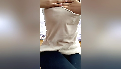 Hot brunette with big boobs and a nice smile takes a deep massage