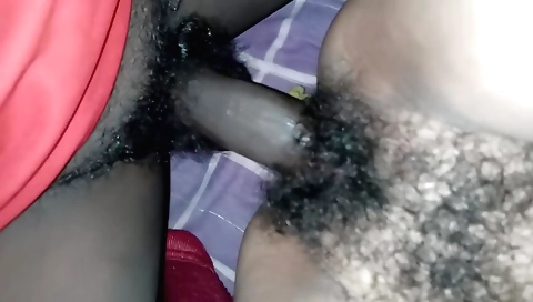 Indian hairy babe with a nice face and hairy pussy