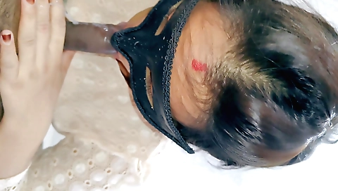 Brunette sucking hard dong a male in sex